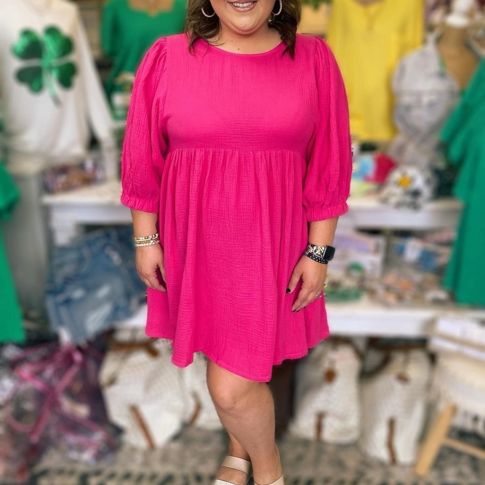 Hot Pink Crepe Dress